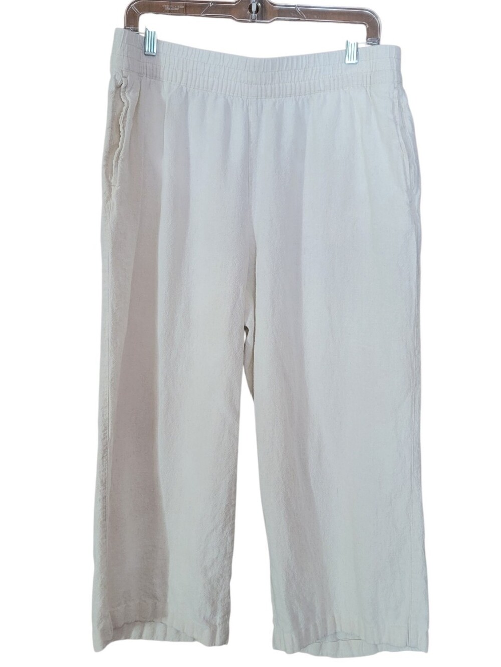 Old Navy cropped linen blend pants Womens Lg beige summer neutral vanilla girl